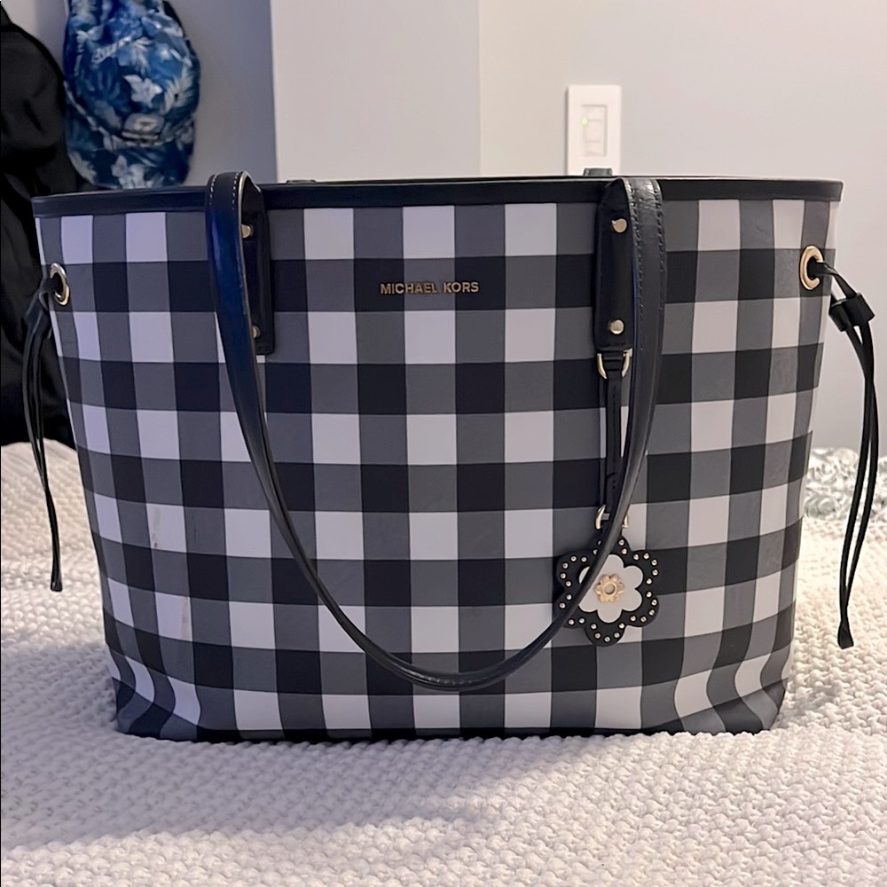 Michael Kors Navy and White Checkered Women's Bag